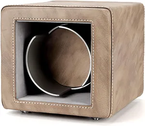 Watch Stand Watch Winders for Automatic Watches - Mini Single Watch Winding Box Retro Leather Watch Shaker Mechanical Watch Silent Swing Device Dual-Power with LED Light