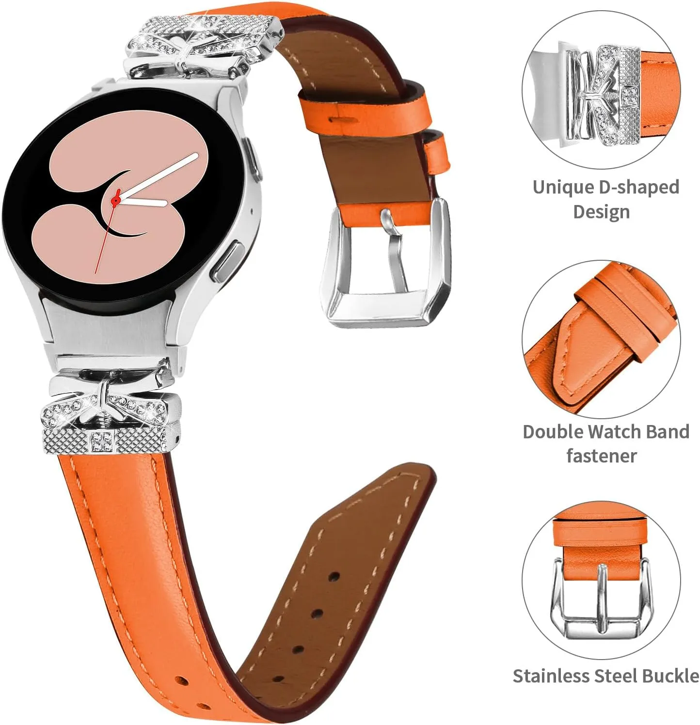 Watchband Compatible With Galaxy watch 4/Galaxy watch 5 40mm 44mm Genuine Leather Adjustable Strap For Galaxy Watch 4 Classic 42mm 46mm/Watch 5 Pro 45mm