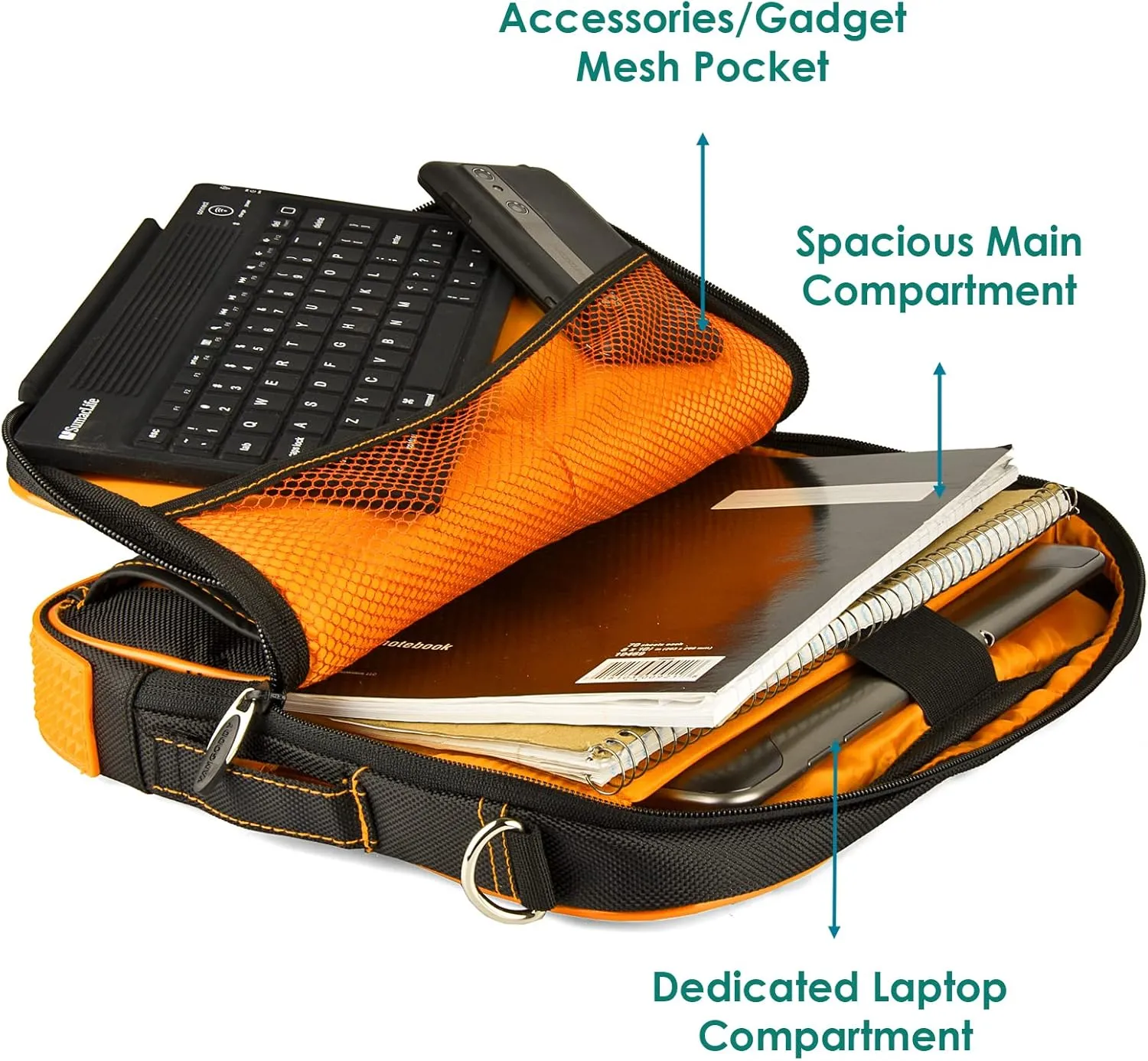Water-Resistant Nylon Laptop Shoulder Messenger Bag for Professionals - Organized Multi-Compartment Tote for 12" Computers