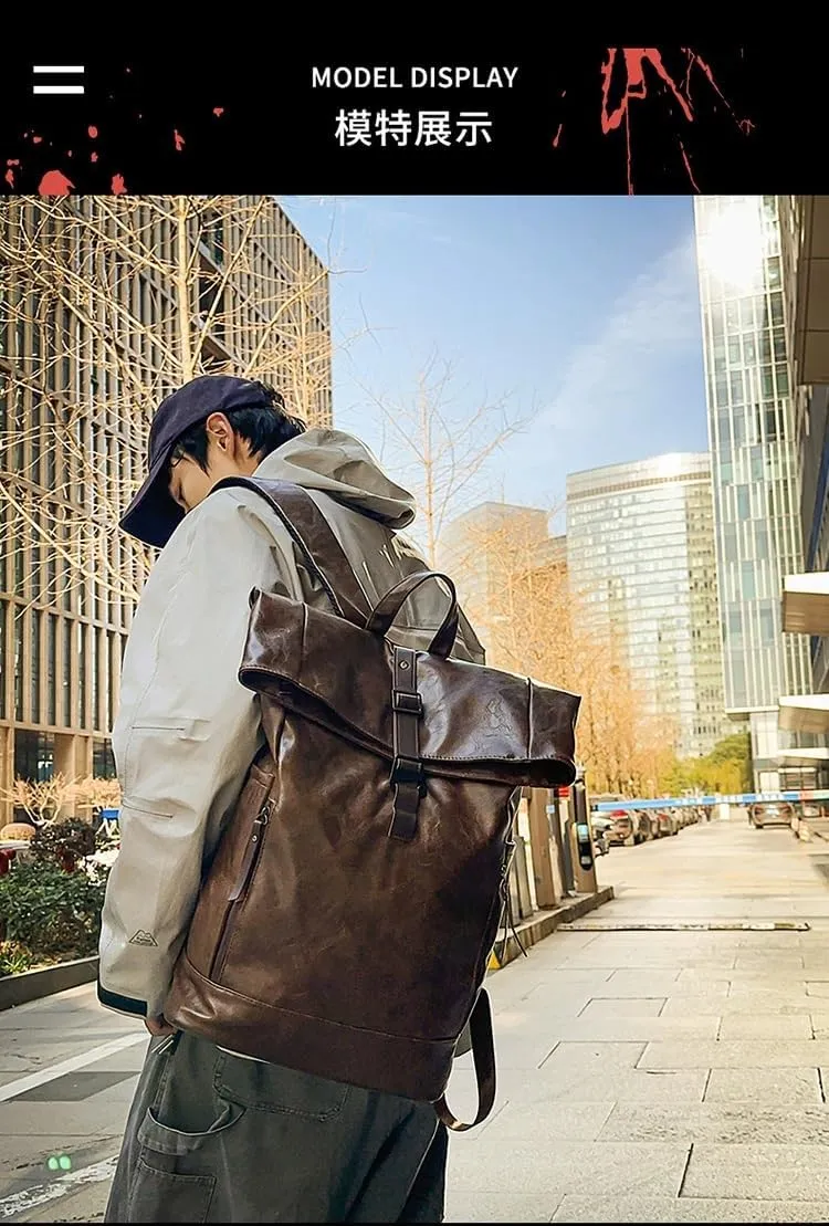 Waterproof backpack, 24-inch foldable large-capacity laptop bag, portable, suitable for leisure travel (Coffee)
