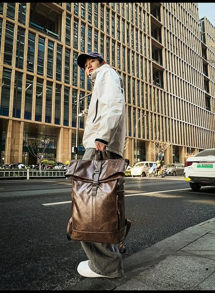 Waterproof backpack, 24-inch foldable large-capacity laptop bag, portable, suitable for leisure travel (Coffee)