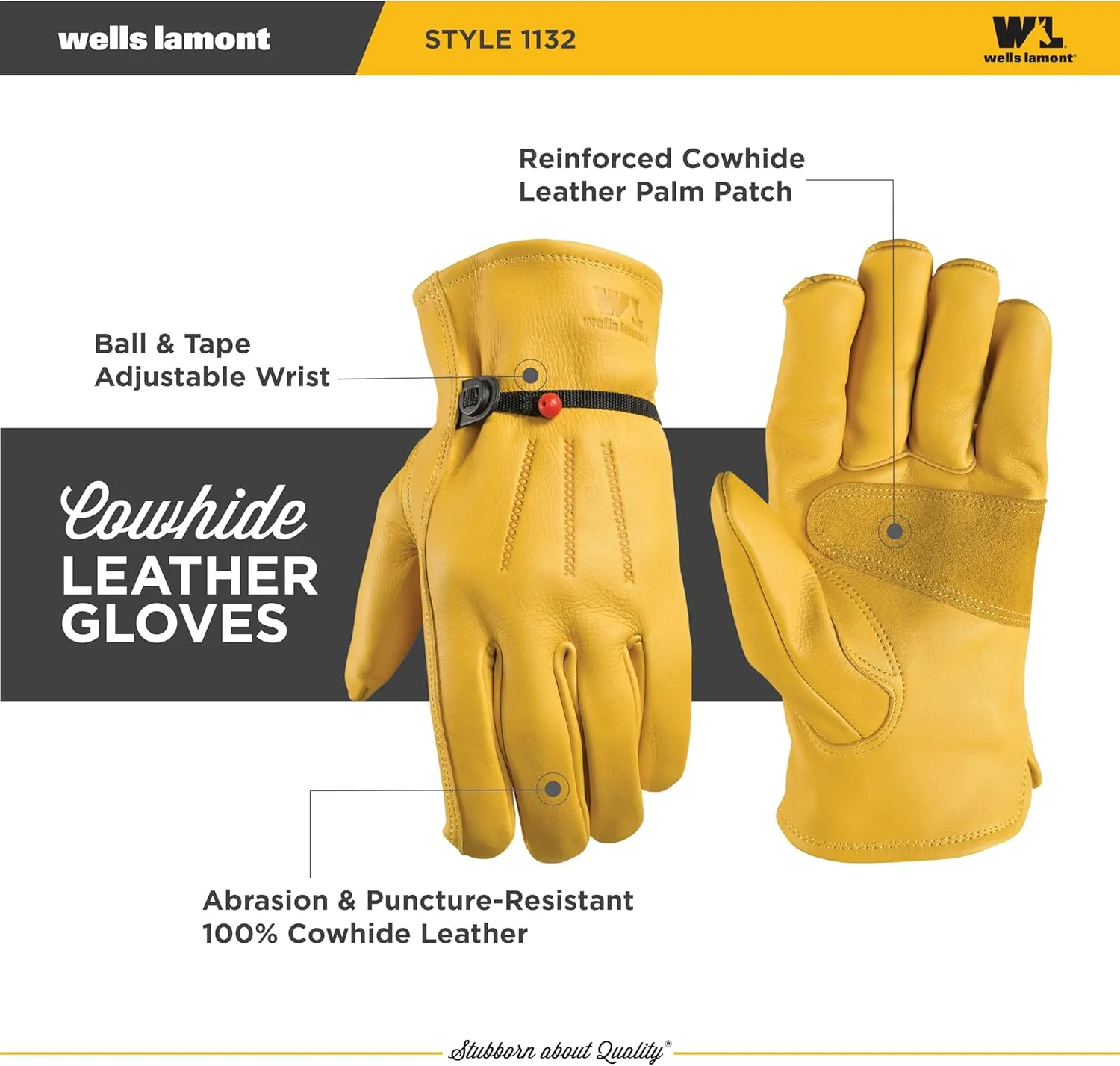 Wells Lamont mens Leather Work Gloves with Wrist Closure DIY Yardwork Construction Motorcycle Large Wells Lamont, Saddletan, Large Pack of 1 US