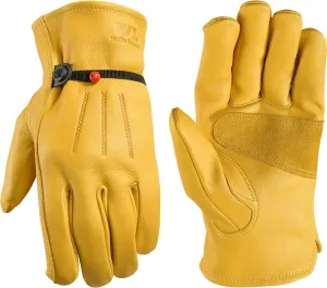 Wells Lamont mens Leather Work Gloves with Wrist Closure DIY Yardwork Construction Motorcycle Large Wells Lamont, Saddletan, Large Pack of 1 US