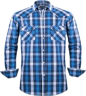 Western Shirts for Men with Snap Buttons Regular Fit Plaid Mens Long Sleeve Shirts Casual