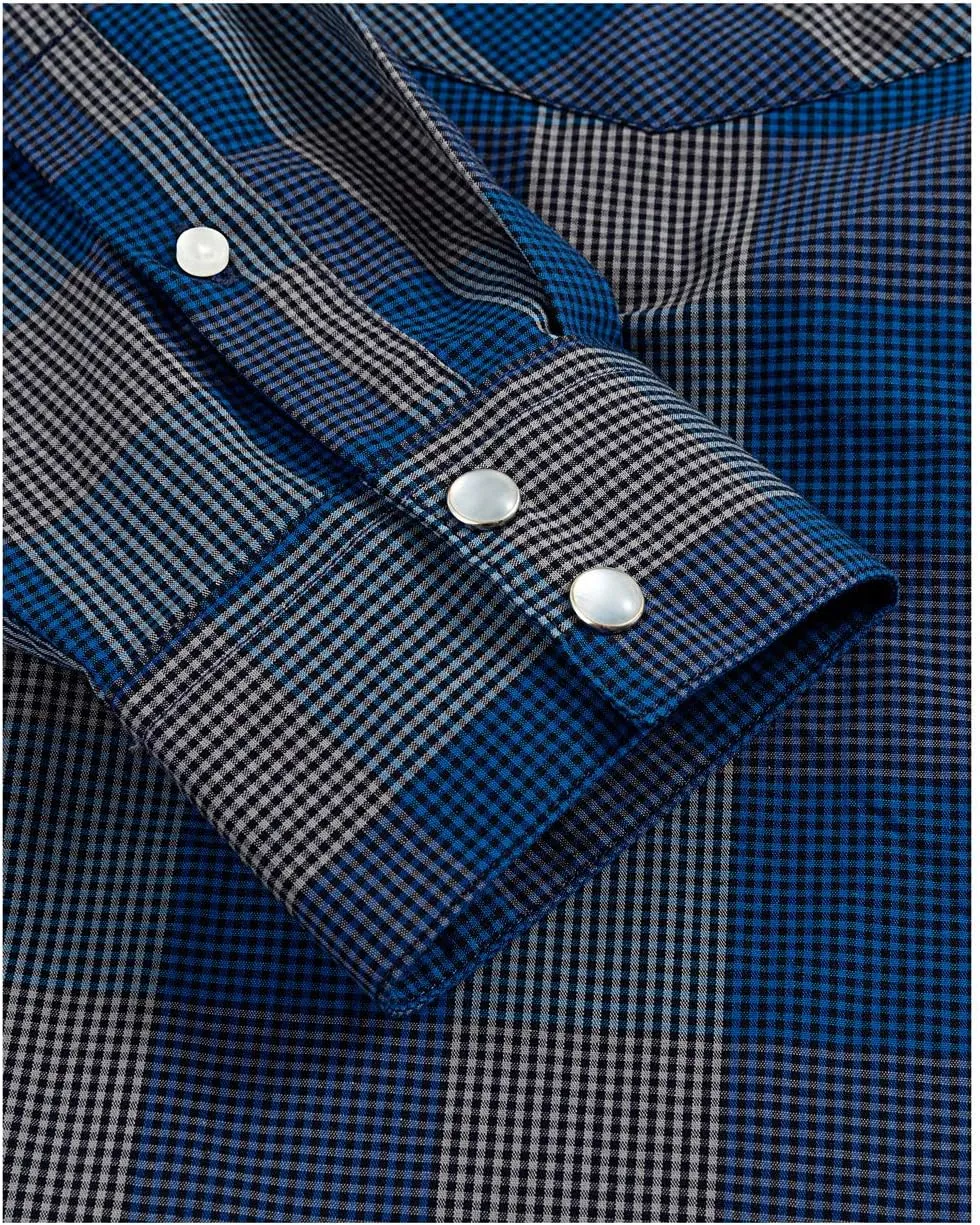 Western Shirts for Men with Snap Buttons Regular Fit Plaid Mens Long Sleeve Shirts Casual