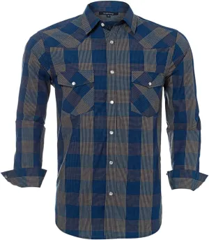 Western Shirts for Men with Snap Buttons Regular Fit Plaid Mens Long Sleeve Shirts Casual