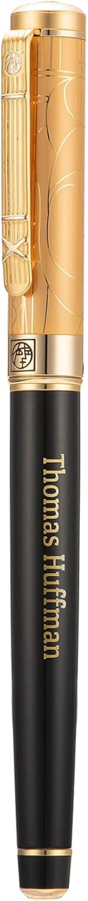 Wikult Personalized Picasso 902 Rollerball Pen Customized Pen Gift with Small Pen Bag, Engraved with Your Name (Golden Cap)