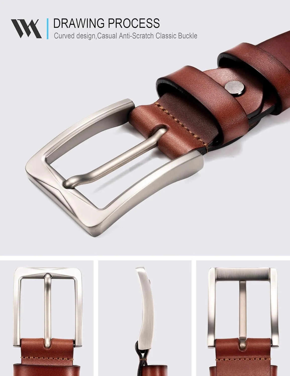 WOLFANT 1.5" Full Grain Leather Belt for Men,100% Italian Solid Durable Leather
