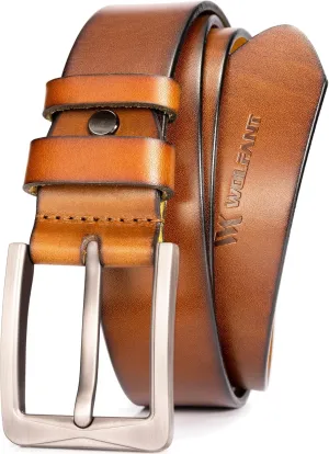 WOLFANT 1.5" Full Grain Leather Belt for Men,100% Italian Solid Durable Leather