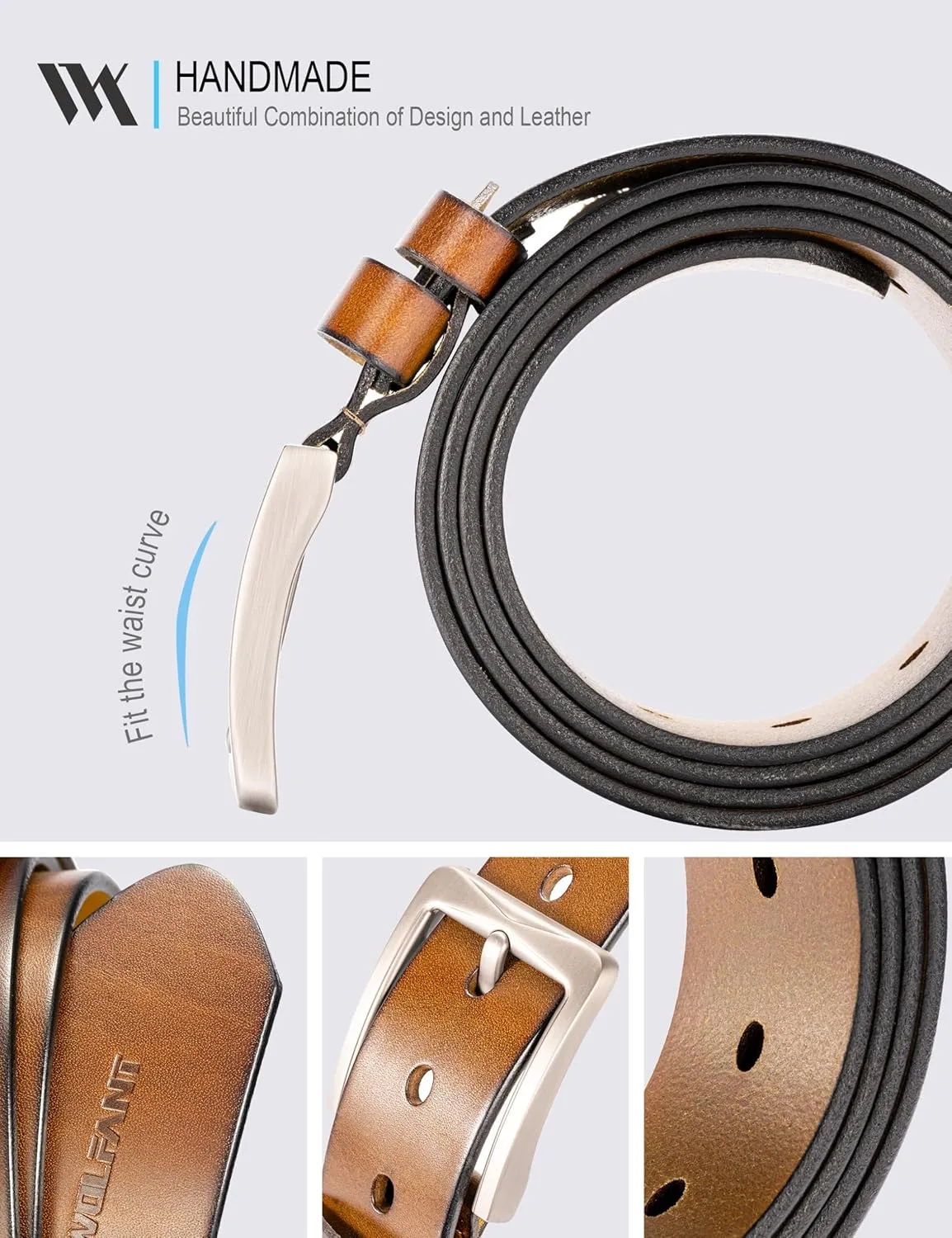 WOLFANT 1.5" Full Grain Leather Belt for Men,100% Italian Solid Durable Leather