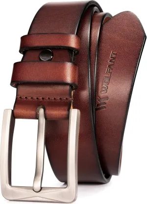 WOLFANT 1.5" Full Grain Leather Belt for Men,100% Italian Solid Durable Leather