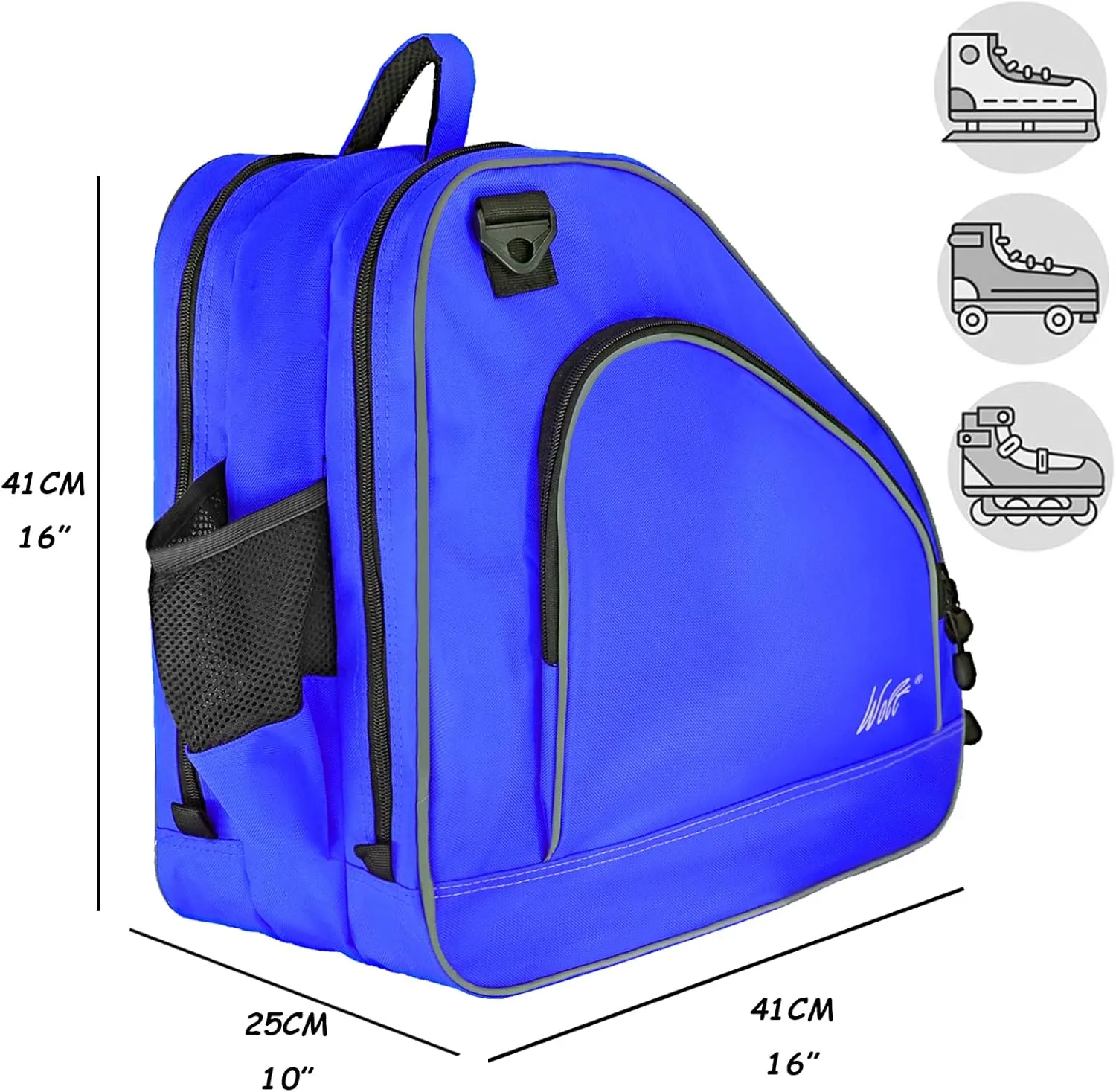 WOLT Ice Skate Bag - Roller Skate Bag, Inline Skate Bag with Adjustable Shoulder Strap for Both Youth and Adults.