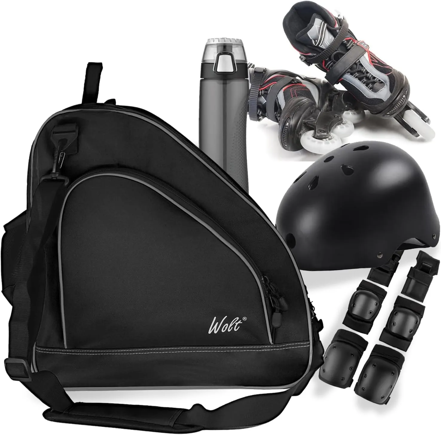 WOLT Ice Skate Bag - Roller Skate Bag, Inline Skate Bag with Adjustable Shoulder Strap for Both Youth and Adults.