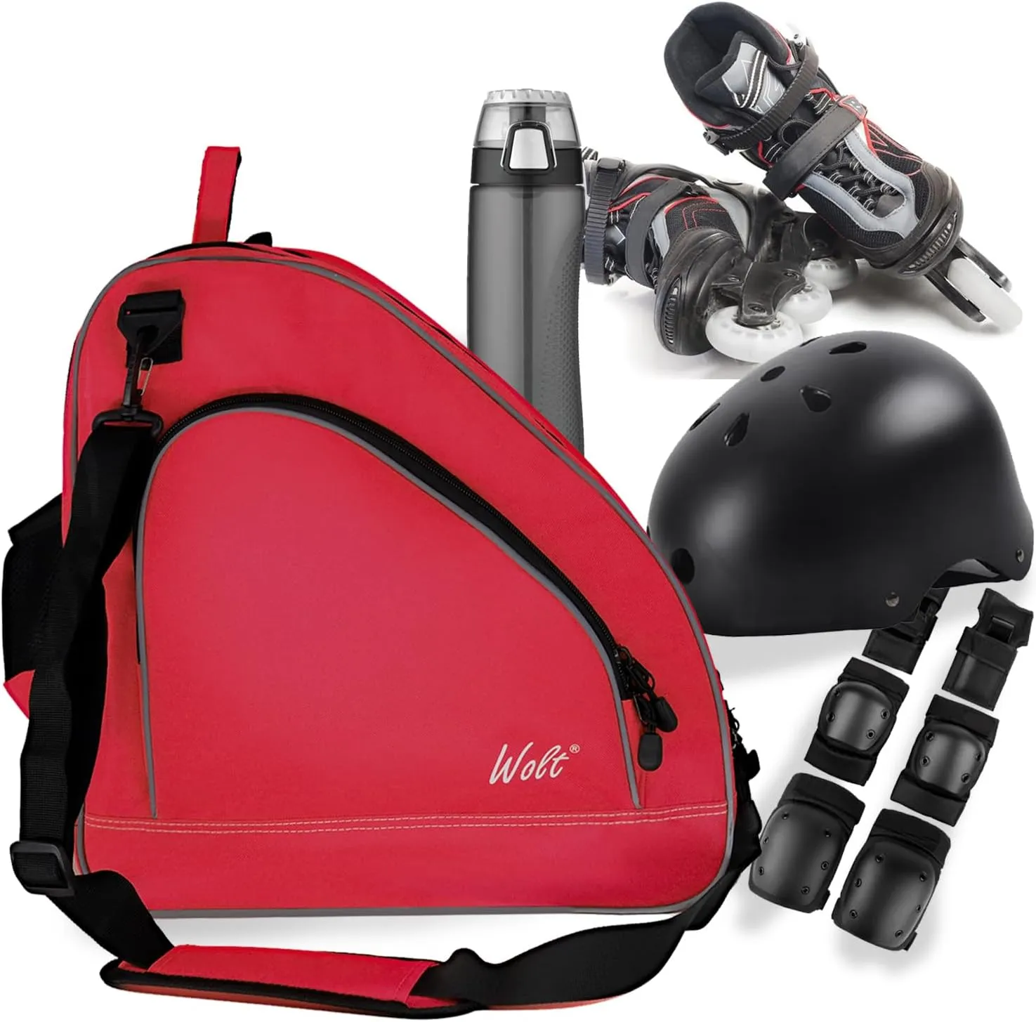 WOLT Ice Skate Bag - Roller Skate Bag, Inline Skate Bag with Adjustable Shoulder Strap for Both Youth and Adults.