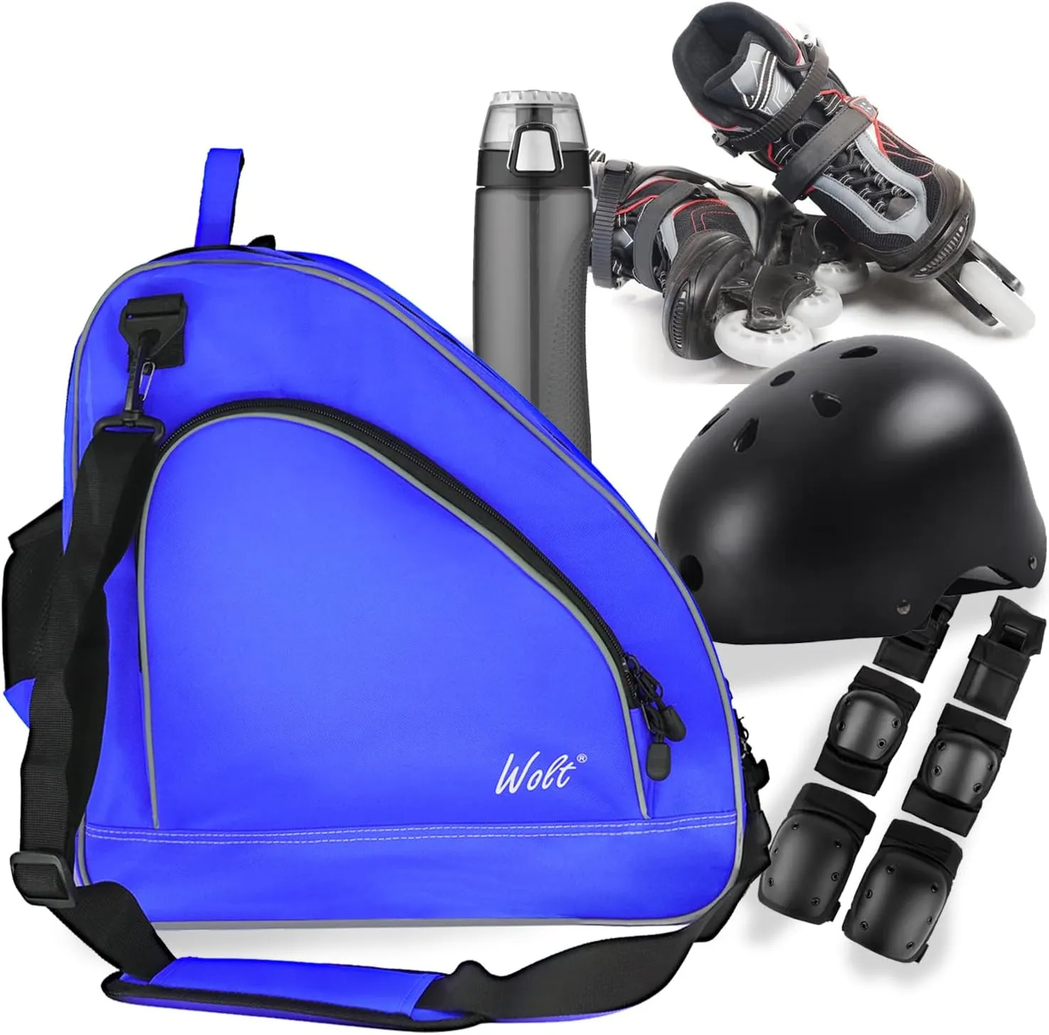 WOLT Ice Skate Bag - Roller Skate Bag, Inline Skate Bag with Adjustable Shoulder Strap for Both Youth and Adults.