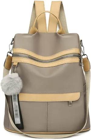 Women Backpack Purse Oxford Cloth Anti-theft Fashion Casual Lightweight Travel Shoulder Bag, Khaki, One Size