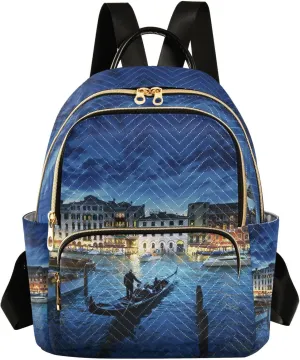 Women Backpack Venice Italy View Anti-Theft Travel Backpack with Luggage Belt Lightweight Handbag Lady Purse Roomy Double Zipper Weekend Bag Everyday Use