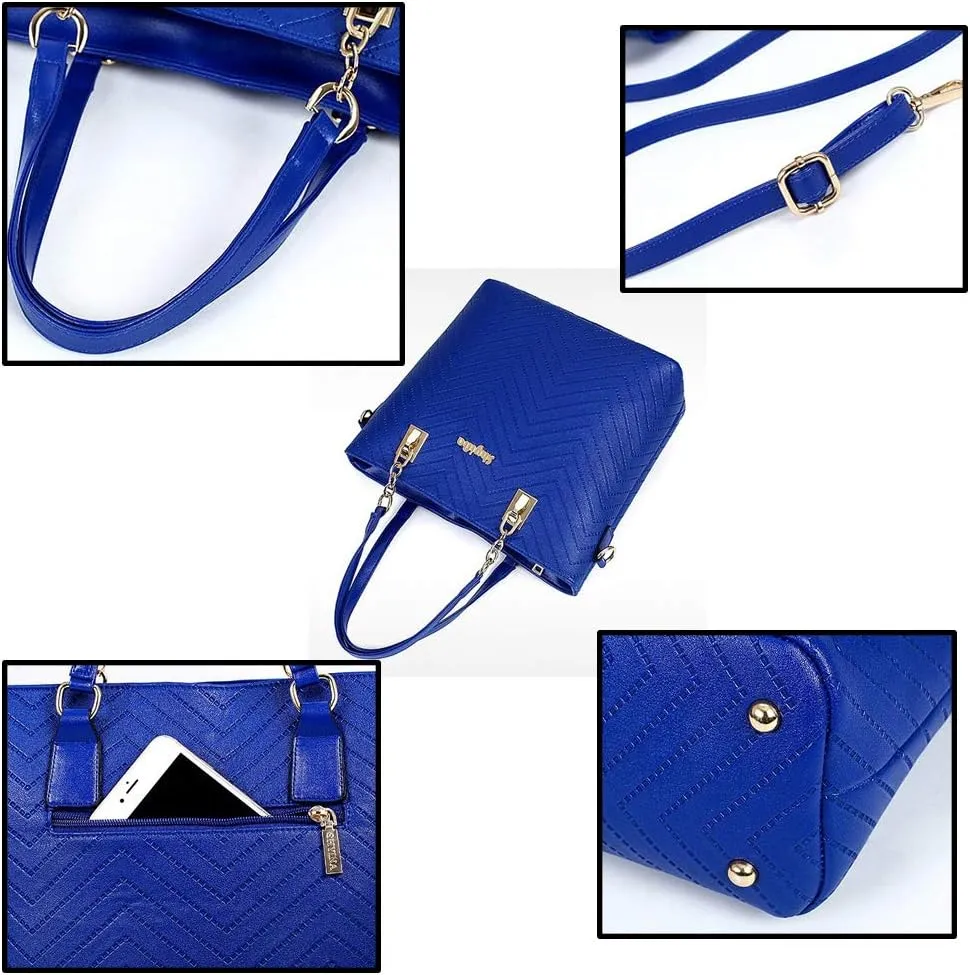 Women Handbags 6 Pcs Set PU Top Handle Purse Splicing Shoulder Crossbody Bag Tote Satchels Clutch Card Holder