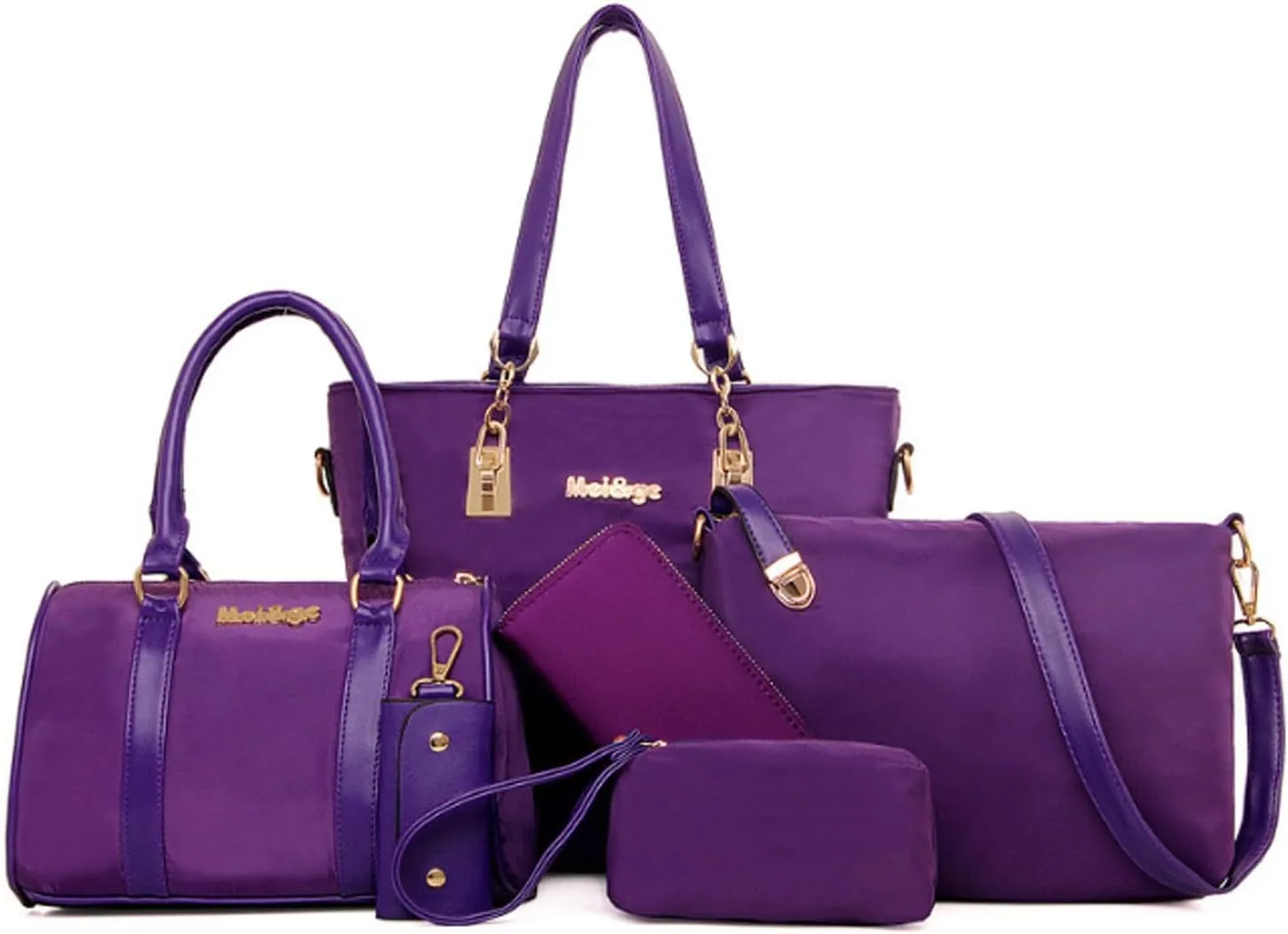 Women Ladies 6 Pcs Handbag Set Hobo Top Handle Bag Totes Satchels Crossbody Shoulder Bags and Purse Clutch