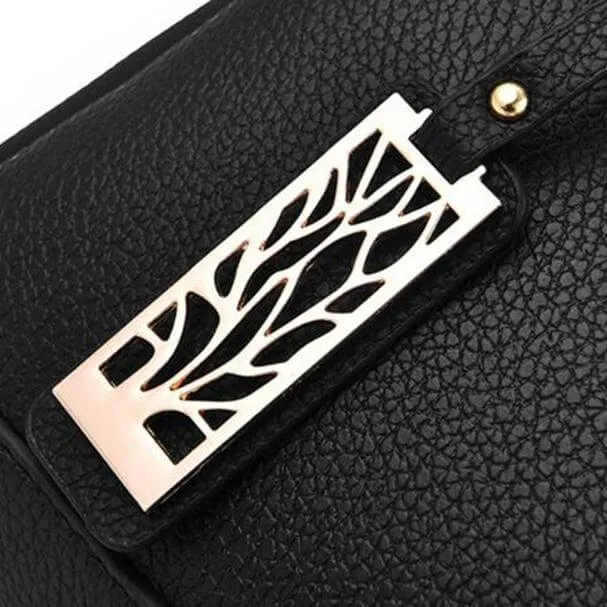 Women Leather Tree Branches Metal Decor Handbags