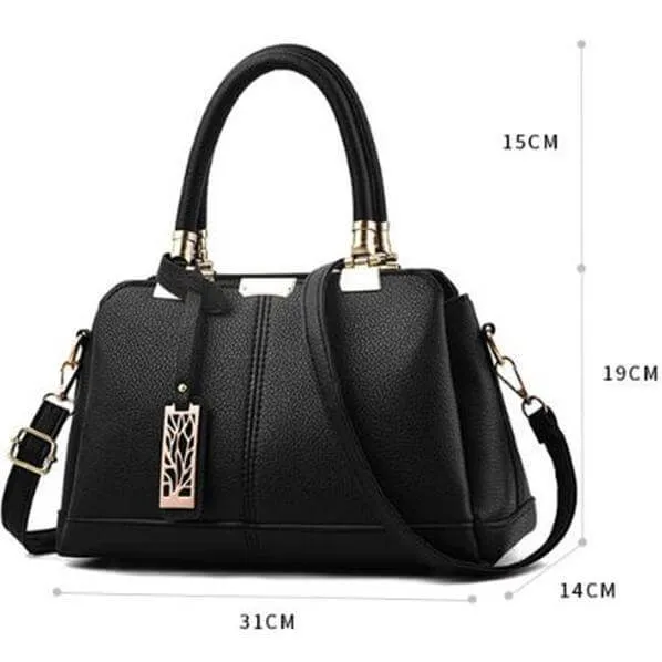 Women Leather Tree Branches Metal Decor Handbags