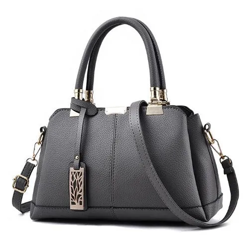 Women Leather Tree Branches Metal Decor Handbags