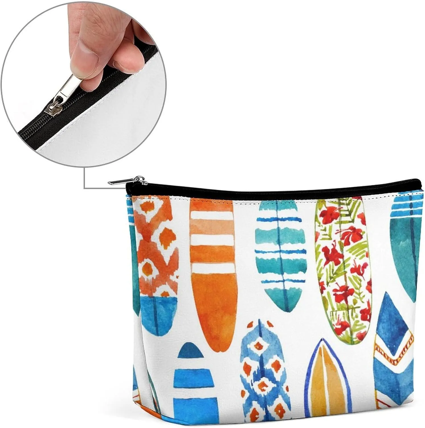Women PU Leather Cosmetic Bag, Makeup Case Purse Holder Zipper Pouch Handbag Organizer Toiletry Storage 6.8x5.9x2.3 in