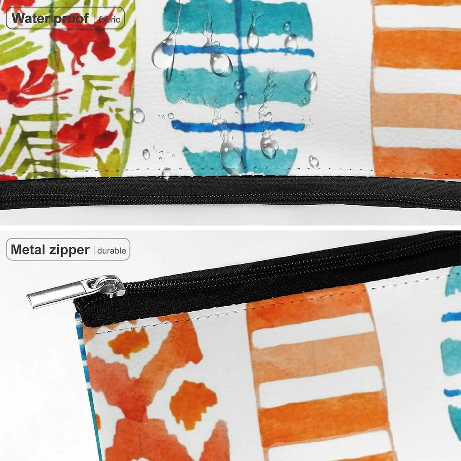 Women PU Leather Cosmetic Bag, Makeup Case Purse Holder Zipper Pouch Handbag Organizer Toiletry Storage 6.8x5.9x2.3 in
