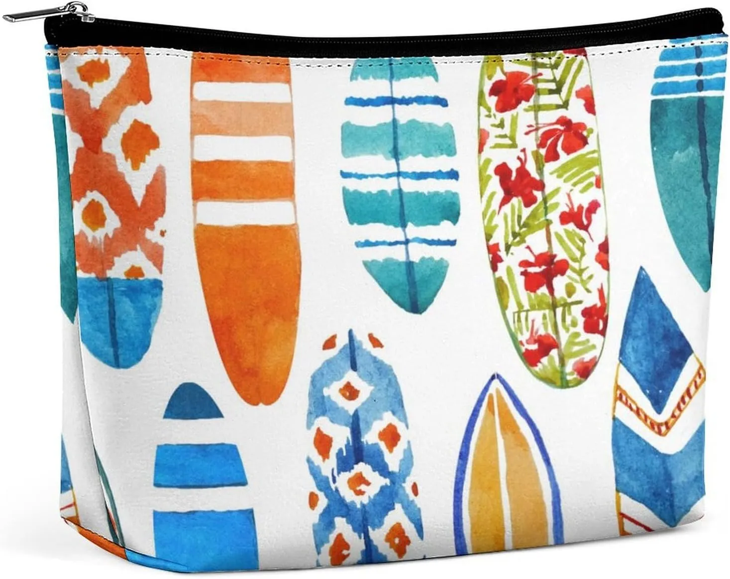 Women PU Leather Cosmetic Bag, Makeup Case Purse Holder Zipper Pouch Handbag Organizer Toiletry Storage 6.8x5.9x2.3 in