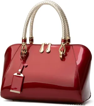 Women Shoulder Handbag Patent Leather Crossbody Purse Glossy Top-handle Satchels