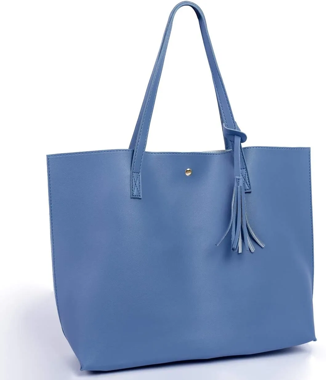 Women Tote Bags Top Handle Satchel Handbags PU Faux Leather Tote Bag with Tassel Shoulder Purse