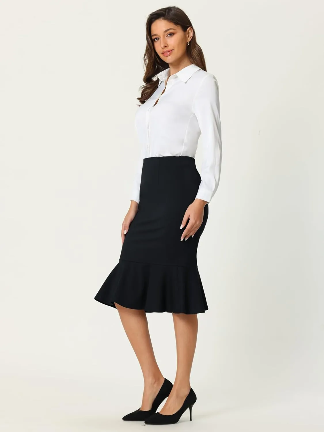 Women's Bodycon Mermaid Skirt High Waist Elegant Work Fishtail Pencil Skirts