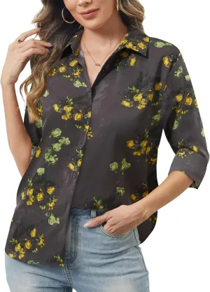 Women's Button Down Shirts Long Sleeve Basic Classic Soft Shirt Collared Fashion Dressy Casual Blouses