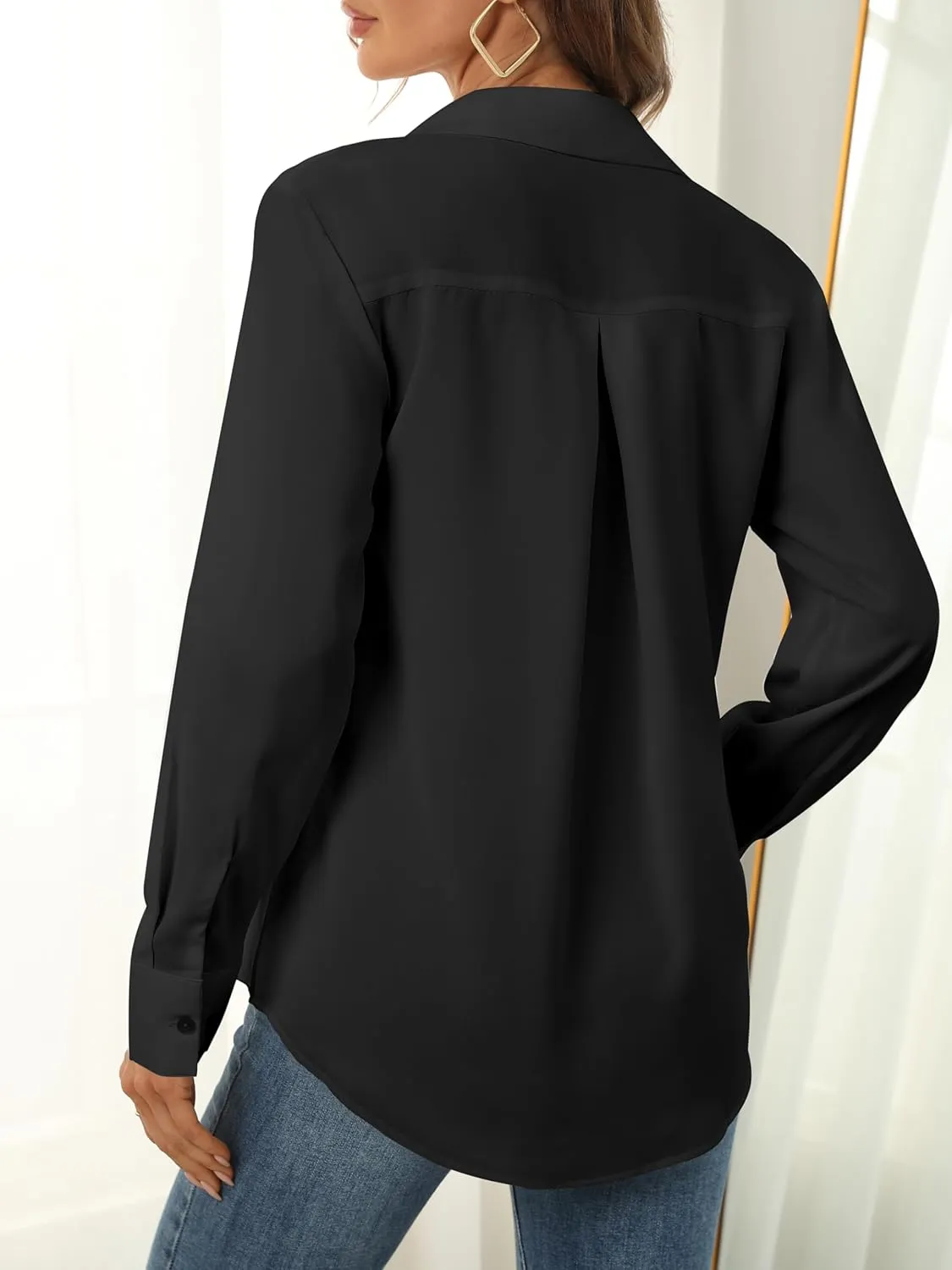 Women's Button Down Shirts Long Sleeve Basic Classic Soft Shirt Collared Fashion Dressy Casual Blouses