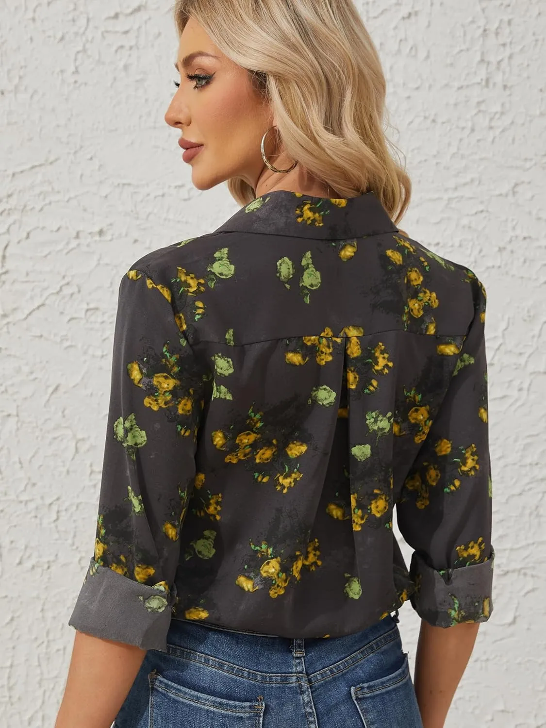 Women's Button Down Shirts Long Sleeve Basic Classic Soft Shirt Collared Fashion Dressy Casual Blouses