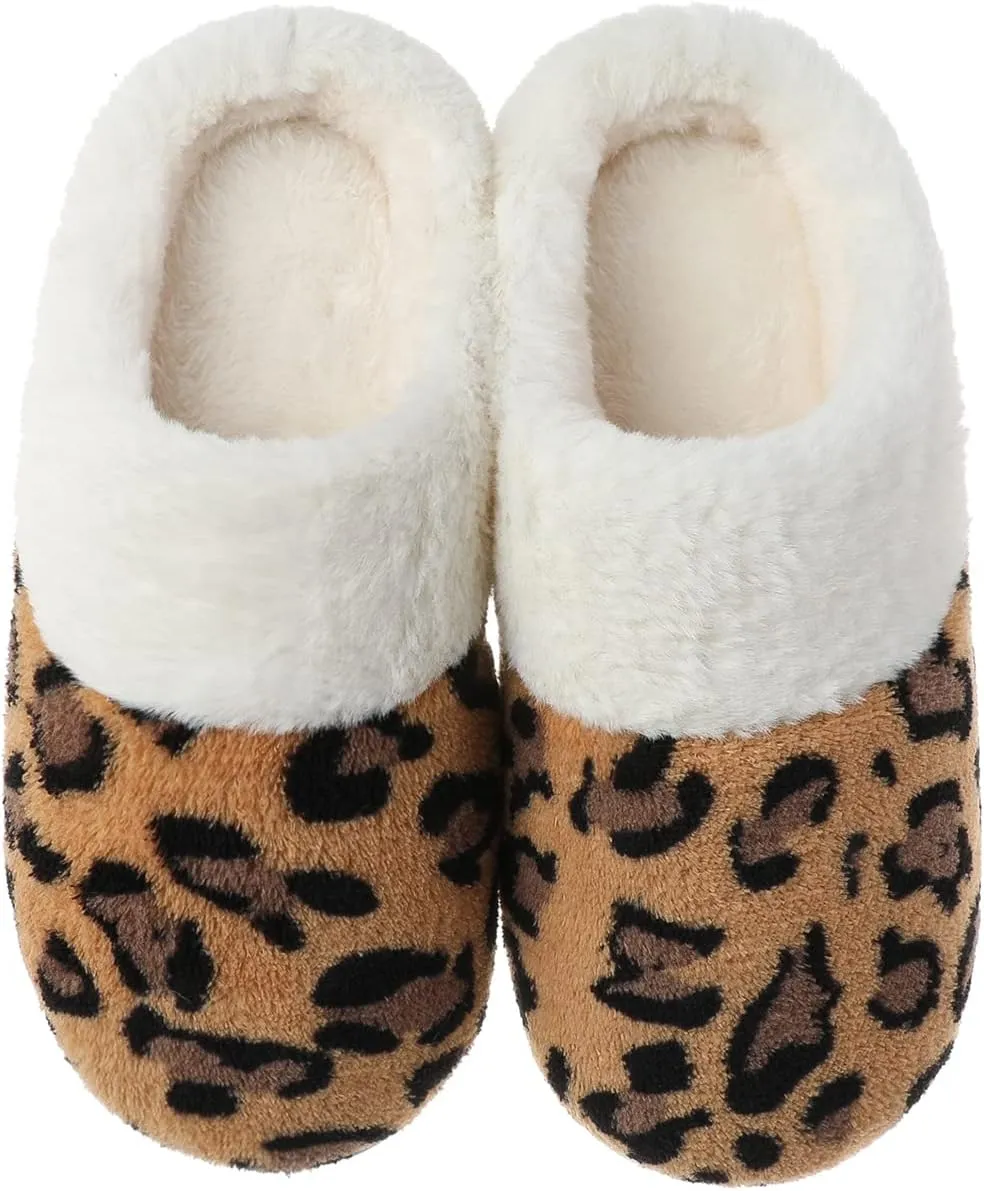 Women's Cozy House Slippers Memory Foam Furry Bedroom Slippers Anti-Slip Sole for Indoor Outdoor Use