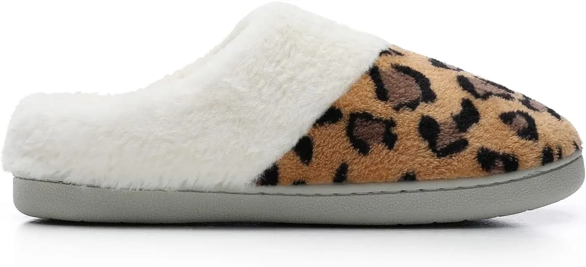Women's Cozy House Slippers Memory Foam Furry Bedroom Slippers Anti-Slip Sole for Indoor Outdoor Use