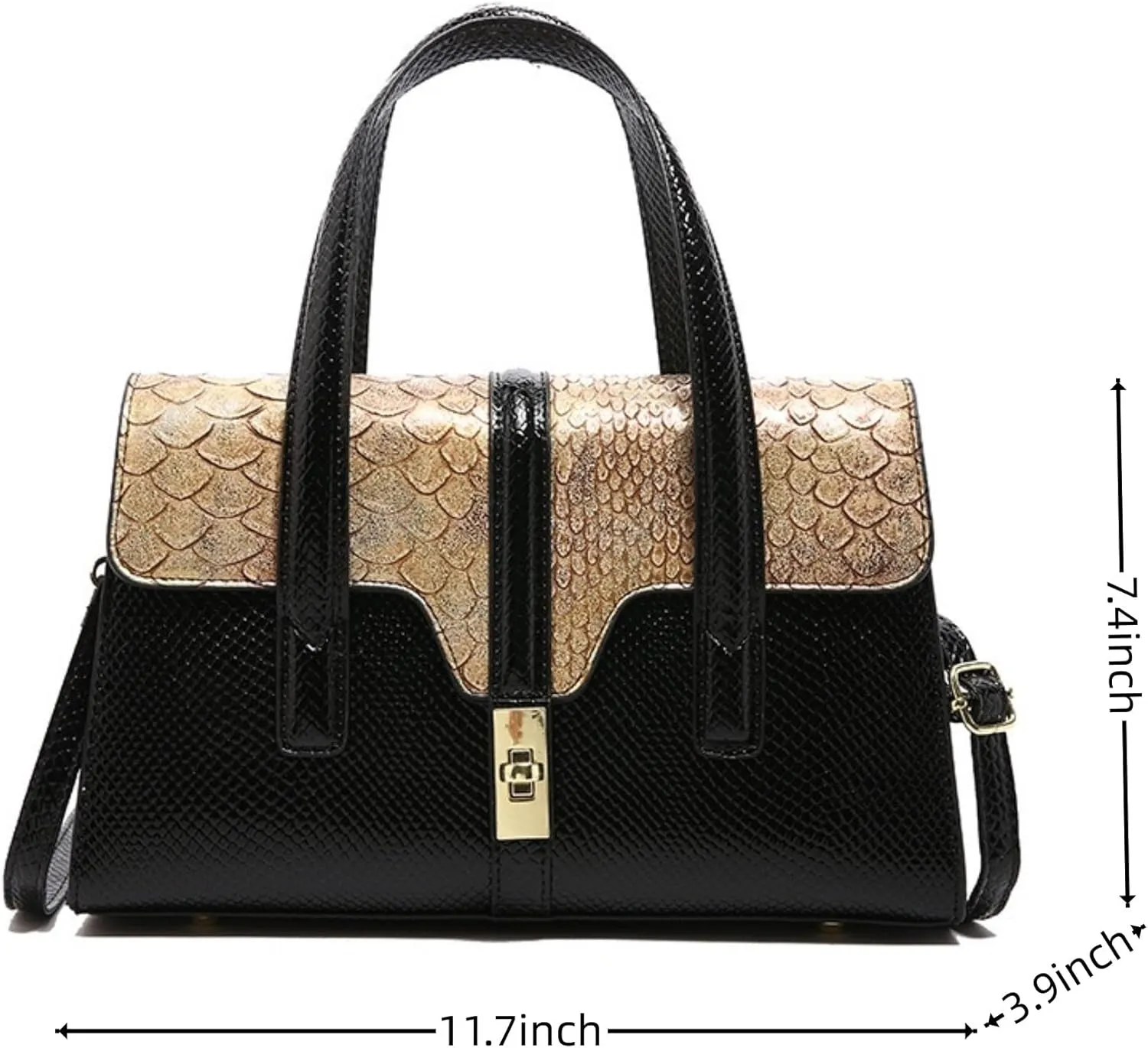 Womens Fashion Snakeskin Evening Handbag Top Handle Clutch Purse Chain Shoulder Cross-body Bag