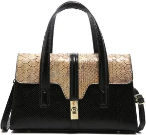 Womens Fashion Snakeskin Evening Handbag Top Handle Clutch Purse Chain Shoulder Cross-body Bag