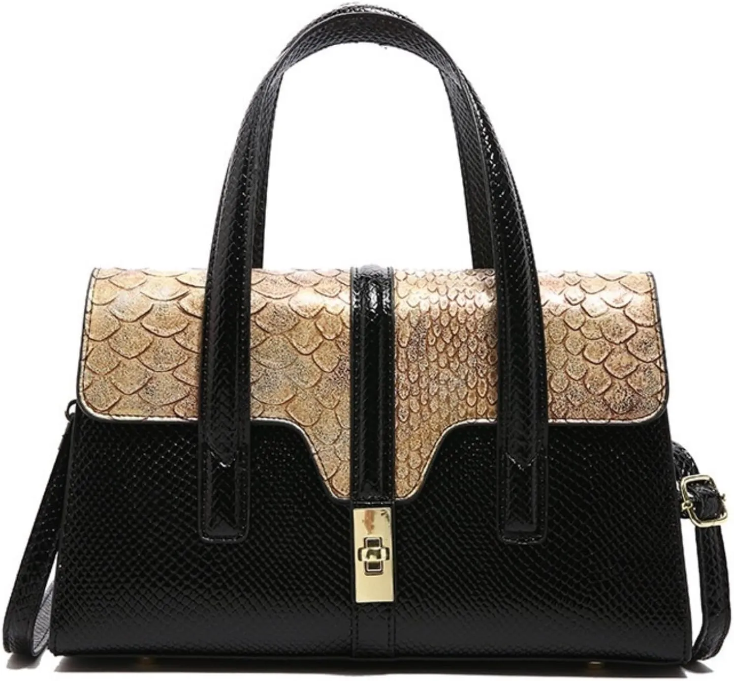 Womens Fashion Snakeskin Evening Handbag Top Handle Clutch Purse Chain Shoulder Cross-body Bag