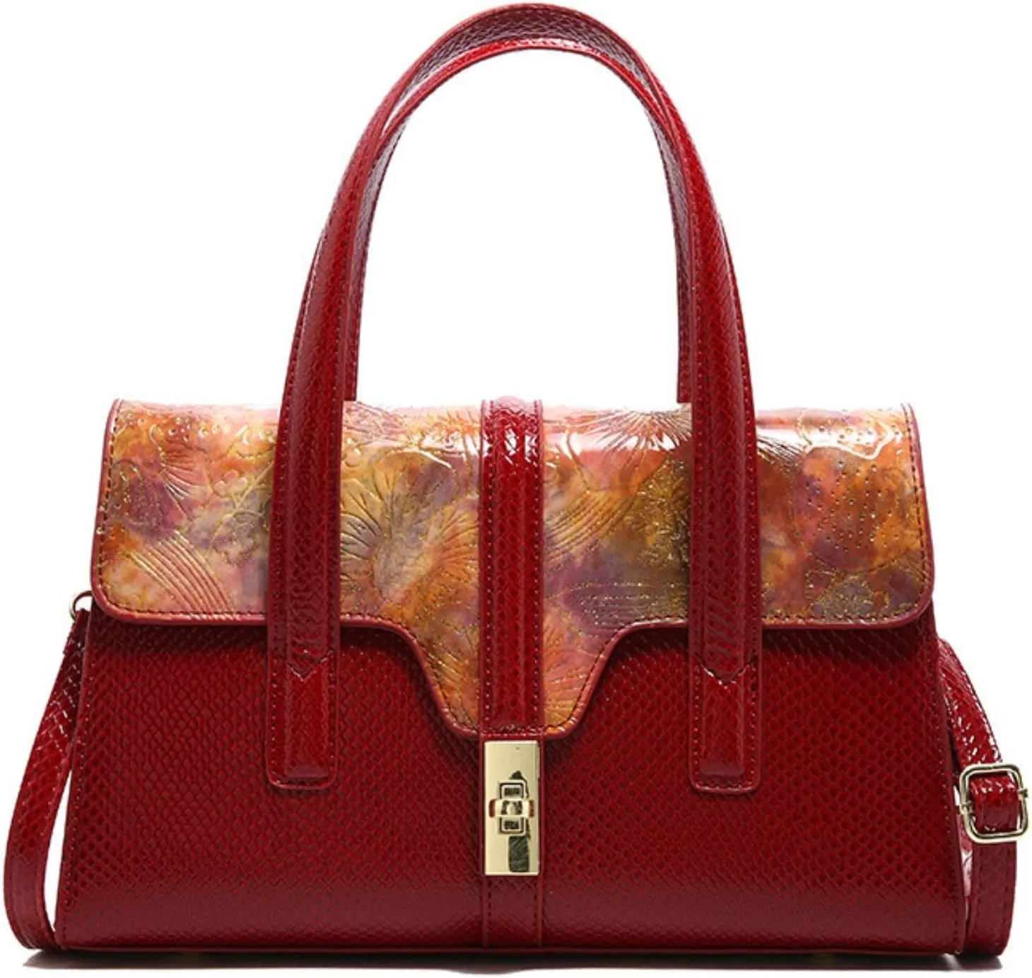 Womens Fashion Snakeskin Evening Handbag Top Handle Clutch Purse Chain Shoulder Cross-body Bag