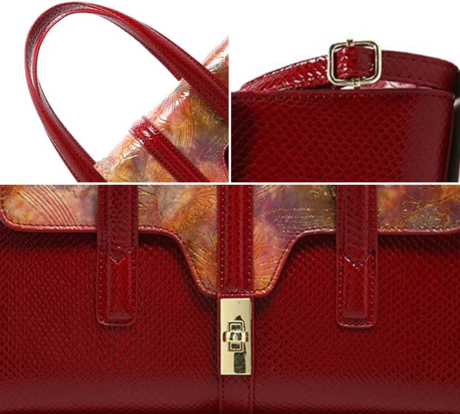 Womens Fashion Snakeskin Evening Handbag Top Handle Clutch Purse Chain Shoulder Cross-body Bag