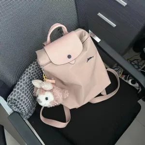 Women's French Week Nylon Embroidered Waterproof Folding Backpacks