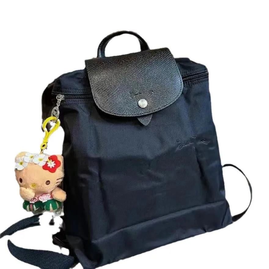 Women's French Week Nylon Embroidered Waterproof Folding Backpacks