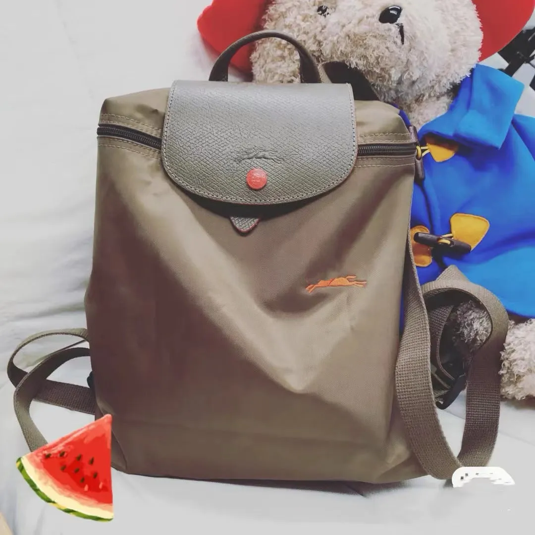 Women's French Week Nylon Embroidered Waterproof Folding Backpacks