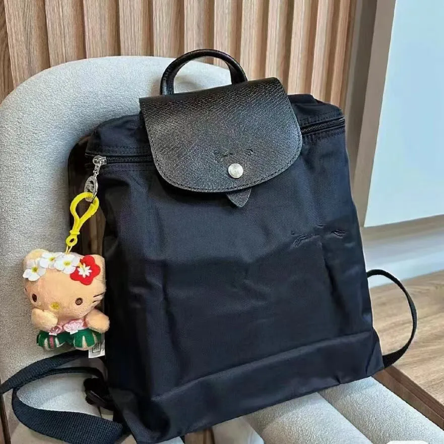 Women's French Week Nylon Embroidered Waterproof Folding Backpacks