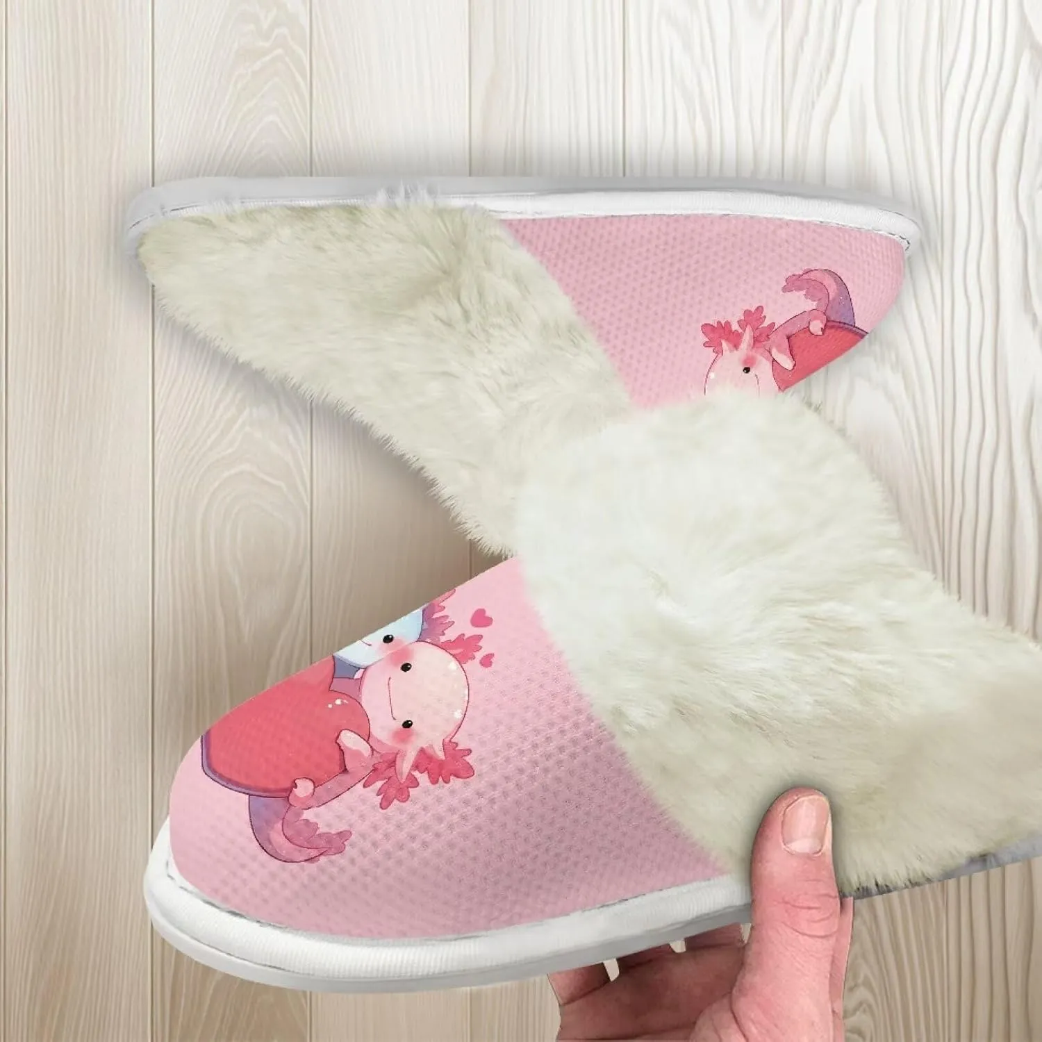 Womens Fuzzy Slippers with Fur Edges, Cute Plush House Shoes Fluffy House Slippers for Indoor and Outdoor
