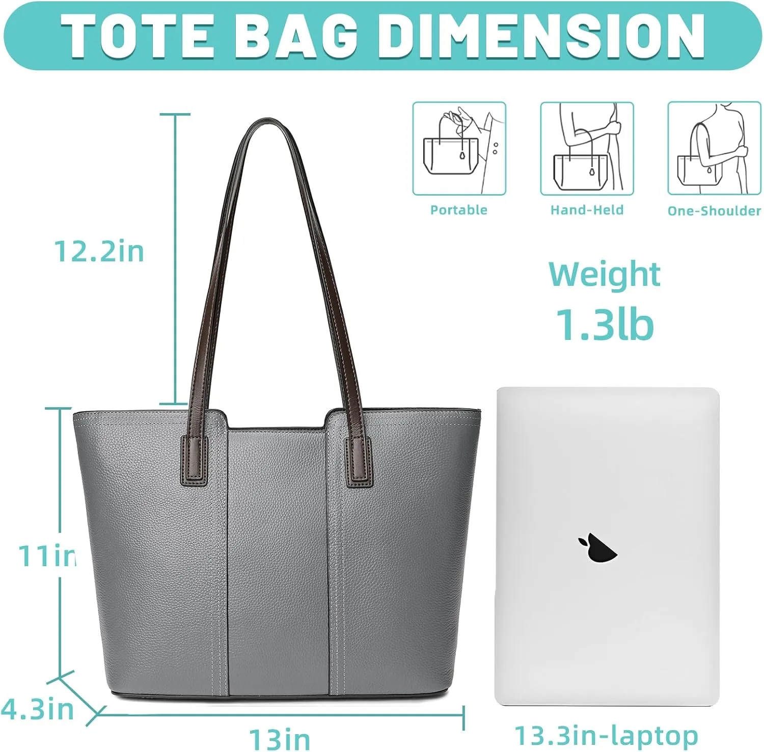 Women's Genuine Leather Tote Handbag Large Capacity Pocketbook Purse
