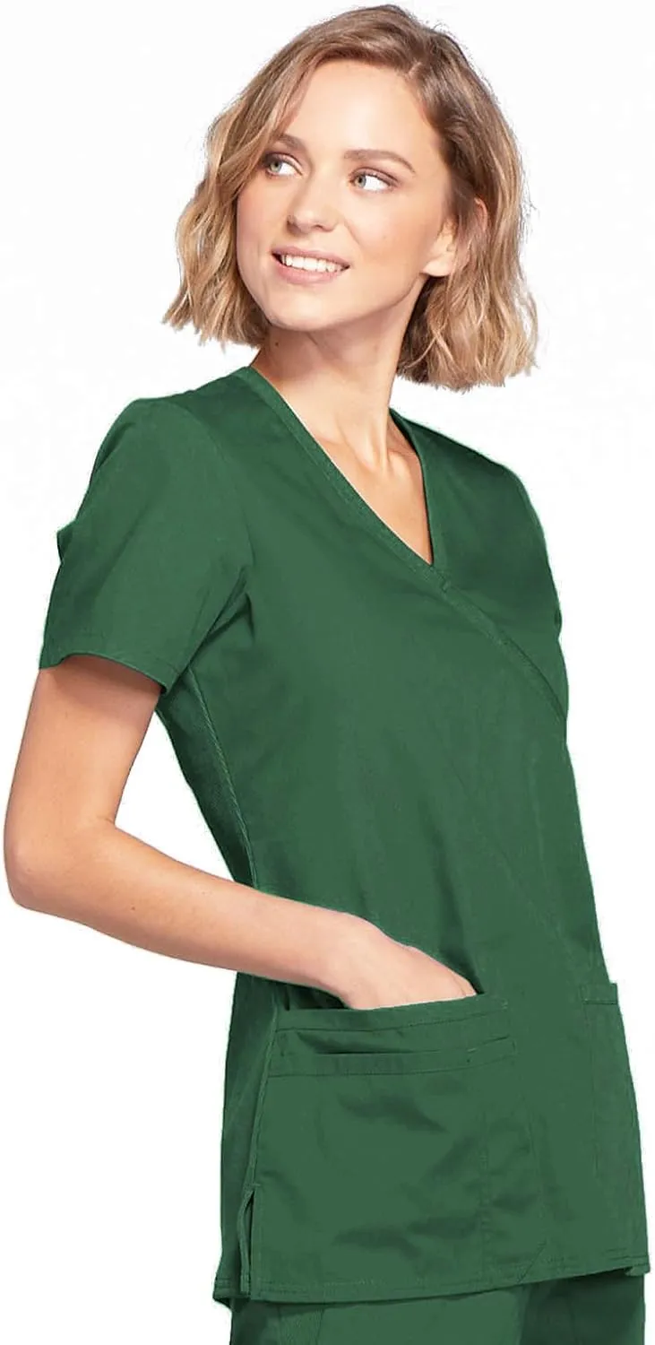 Women's Mock Wrap Top Workwear Originals with Rib-Knit Back Panels WW650
