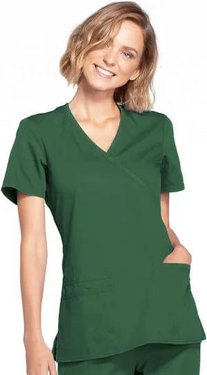 Women's Mock Wrap Top Workwear Originals with Rib-Knit Back Panels WW650